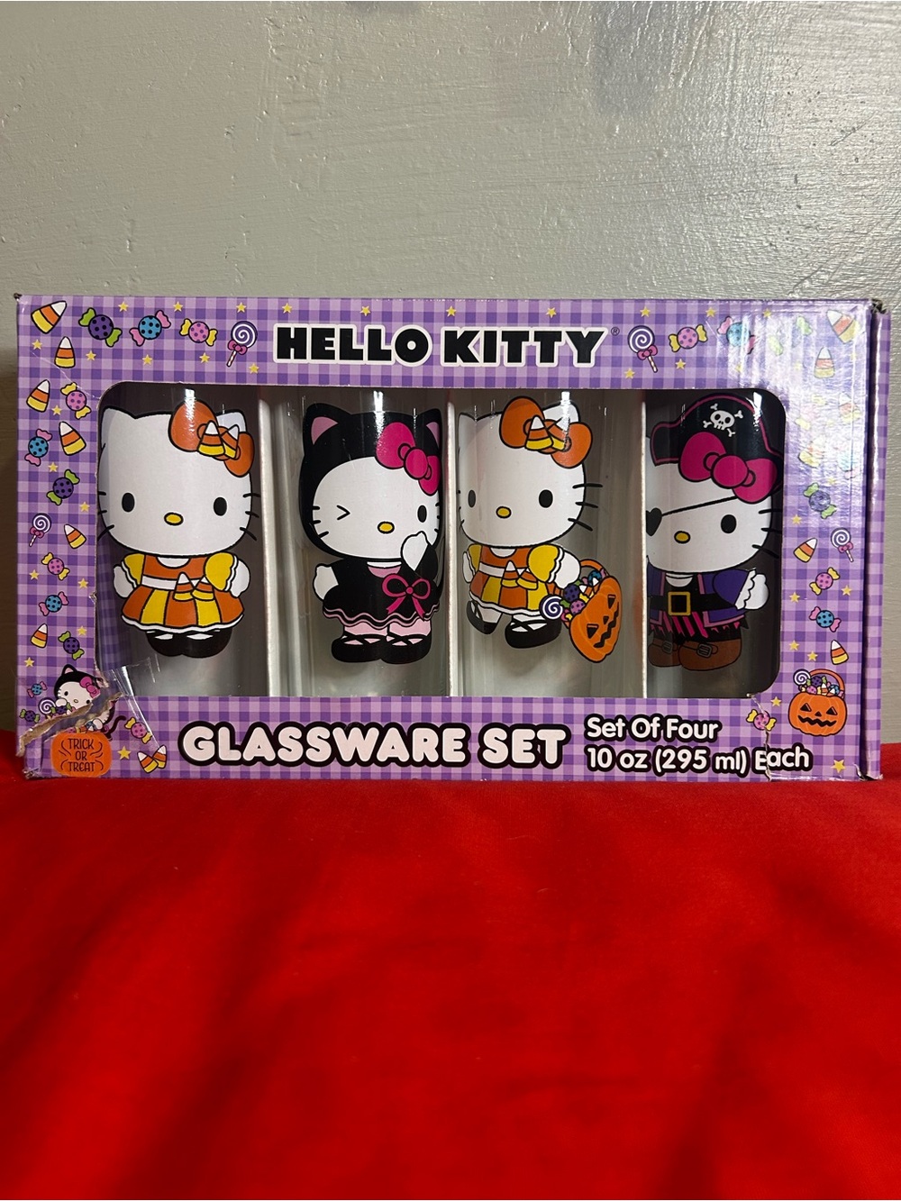 Sanrio Hello Kitty Halloween Glassware Set - 4 Purple, Black & Orange